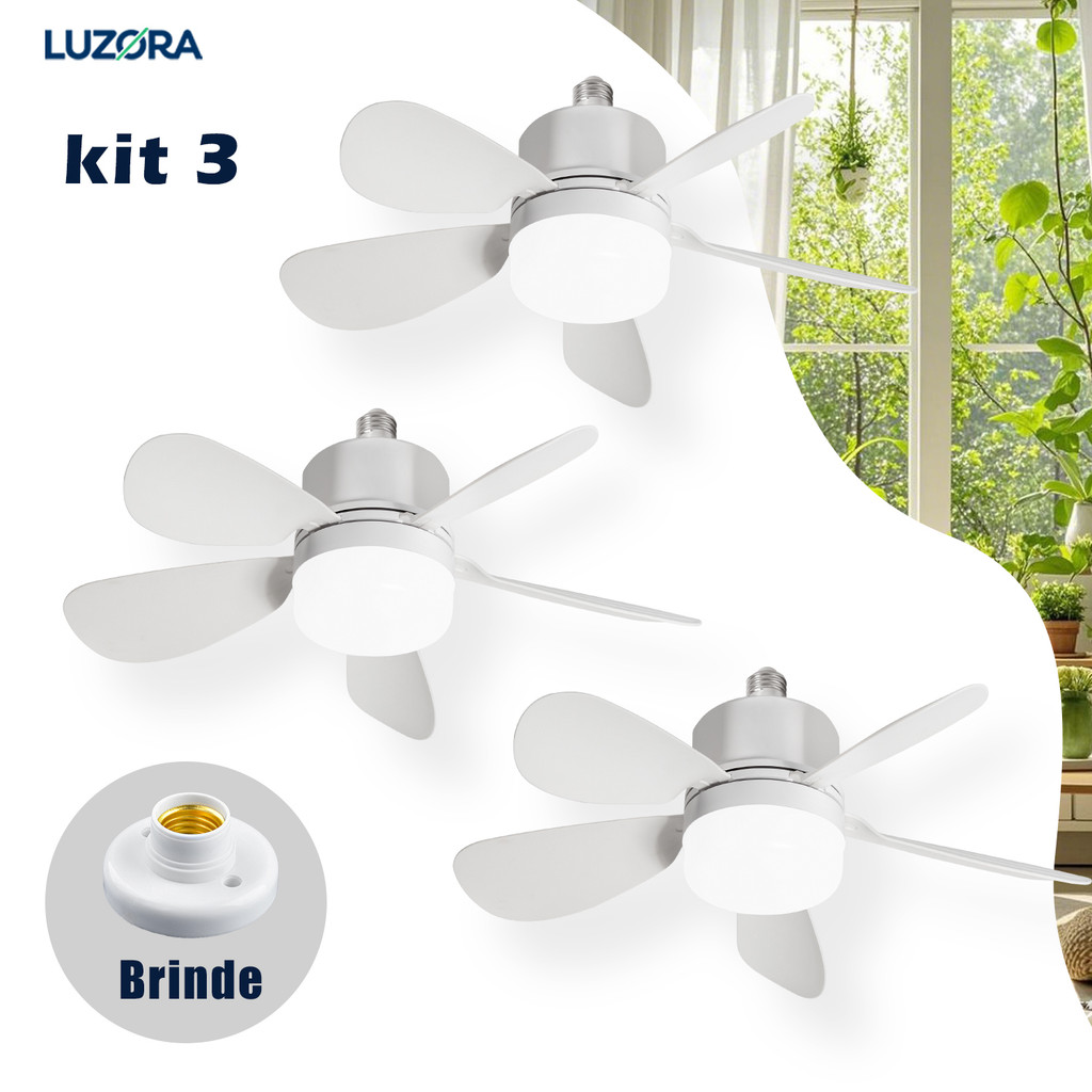 Ventilador de Teto vicii Express®  com Luz Silencioso Controle Remoto Economica E27 Instalação Fácil LED Bivolt