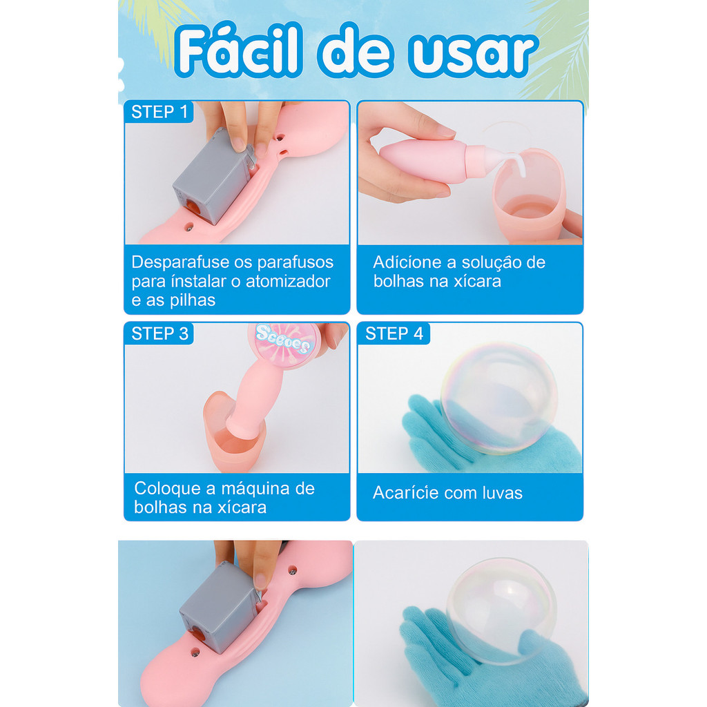 Brinquedo Bolha De Sabao Com Fumaça Tipo Varinha Magica Rosa