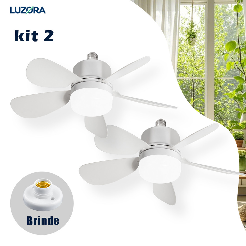 Ventilador de Teto vicii Express®  com Luz Silencioso Controle Remoto Economica E27 Instalação Fácil LED Bivolt