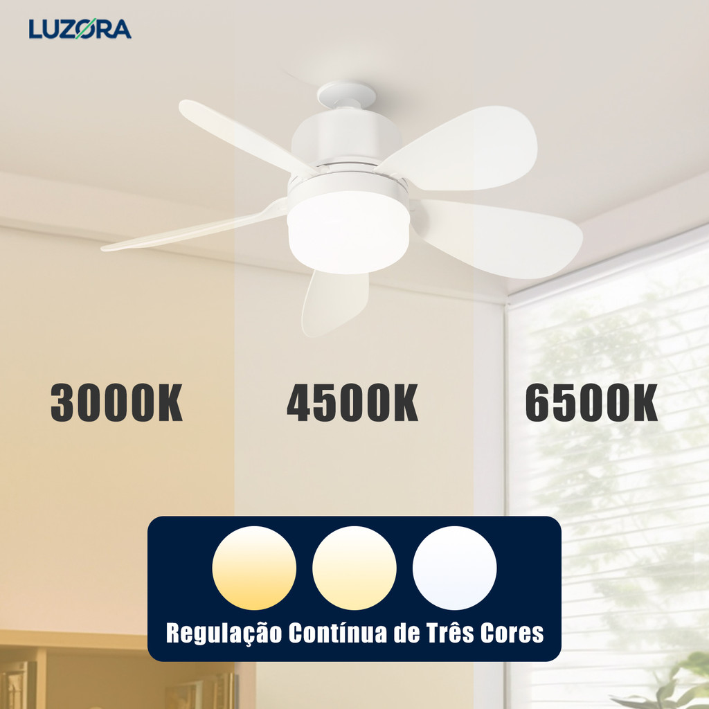 Ventilador de Teto com Luz Silencioso Controle Remoto Economica E27 Instalação Fácil LED Bivolt