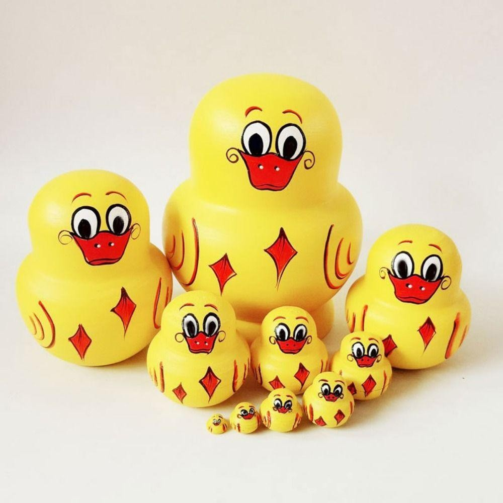 Bonecas De Nidificação MONSA , Brinquedos De Boneca Matryoshka De Pato Amarelo , Bonecos De Empilhamento De 10 Camadas D