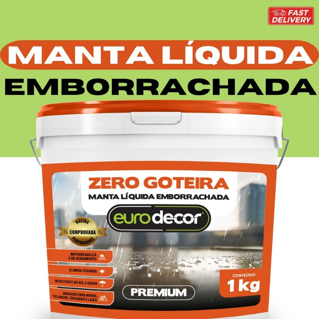 Manta Liquida Emborrachada Premium 3.6KG Impermeabilizante Para Lajes Telhados Fachadas 1KG Ou 3.6KG
