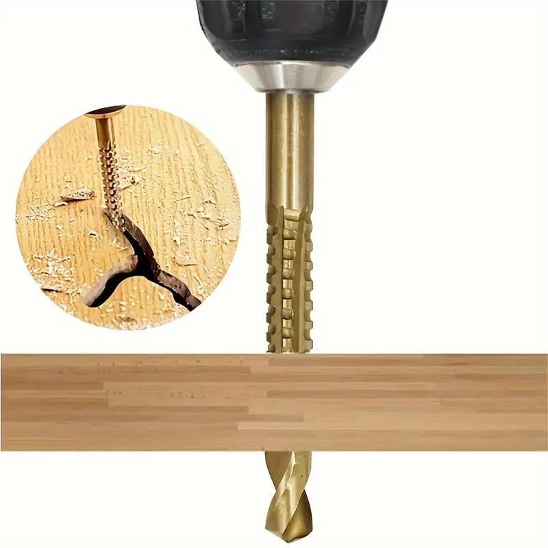 Kit 6 Brocas Titânio Escalonada Amarela Aço e Broca Corte Lateral Marcador Punção Com Caixa