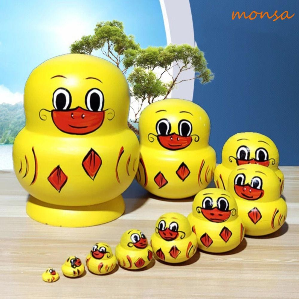 Bonecas De Nidificação MONSA , Brinquedos De Boneca Matryoshka De Pato Amarelo , Bonecos De Empilhamento De 10 Camadas D