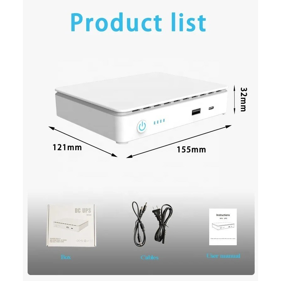 Mini Nobreak Ups 35w Usb Type-c Poe Roteador Wifi 5v Á 24v