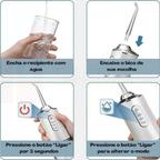 Irrigador Bucal USB Multifuncional 3 em 1 Jato Água Fio Dental Limpador Dentes