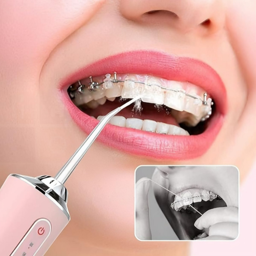 Irrigador Bucal USB Multifuncional 3 em 1 Jato Água Fio Dental Limpador Dentes