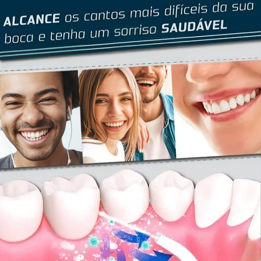 Irrigador Bucal USB Multifuncional 3 em 1 Jato Água Fio Dental Limpador Dentes