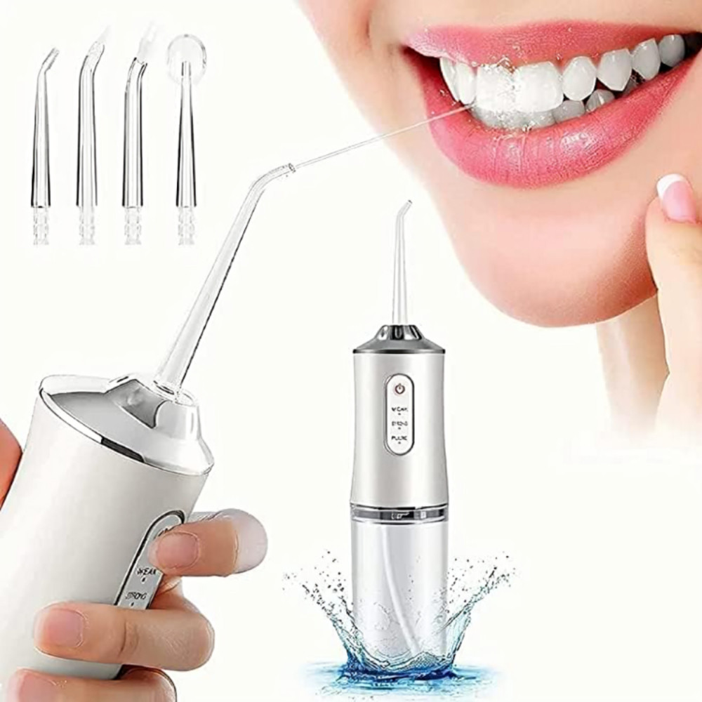 Irrigador Bucal USB Multifuncional 3 em 1 Jato Água Fio Dental Limpador Dentes