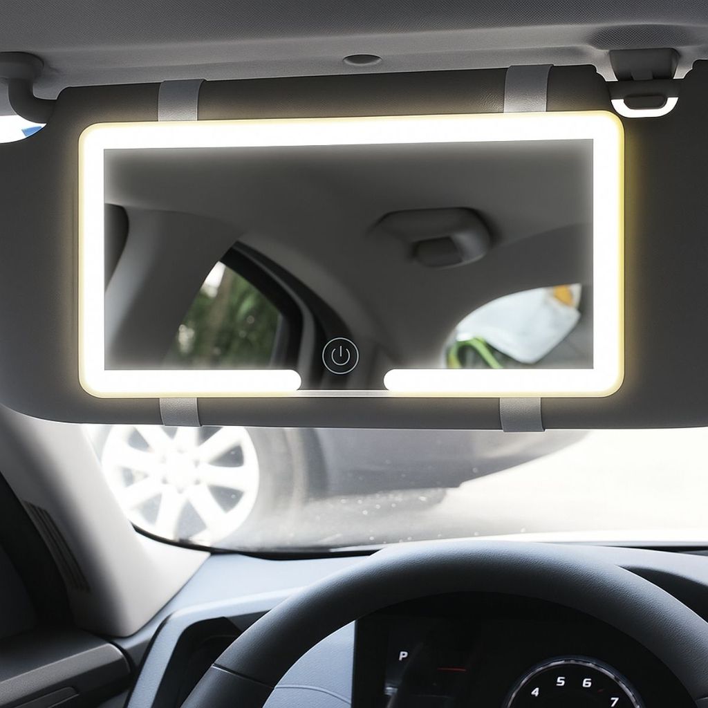 Espelho De Maquiagem Para Viseira Solar De Carro, Com 3 Modos De Luz LED, Tela Sensível Ao Toque Regulável