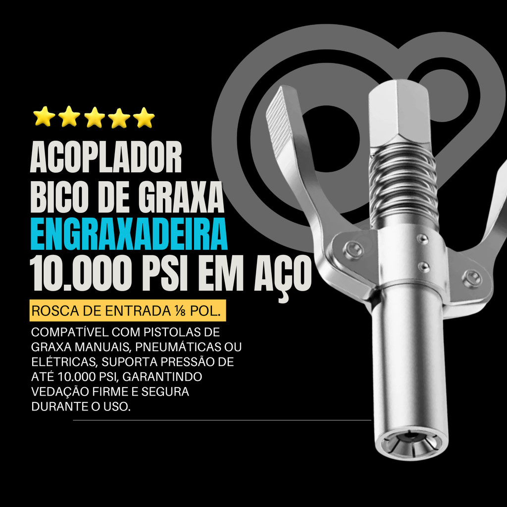 Acoplador De Pistola De Graxa 10000 PSI , Bico Lubrificante Fácil Para Manutenção De Automóveis